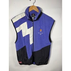 Vintage Salt Lake 2002 Winter Olympics Fleece Vest Marker Purple Mens Medium